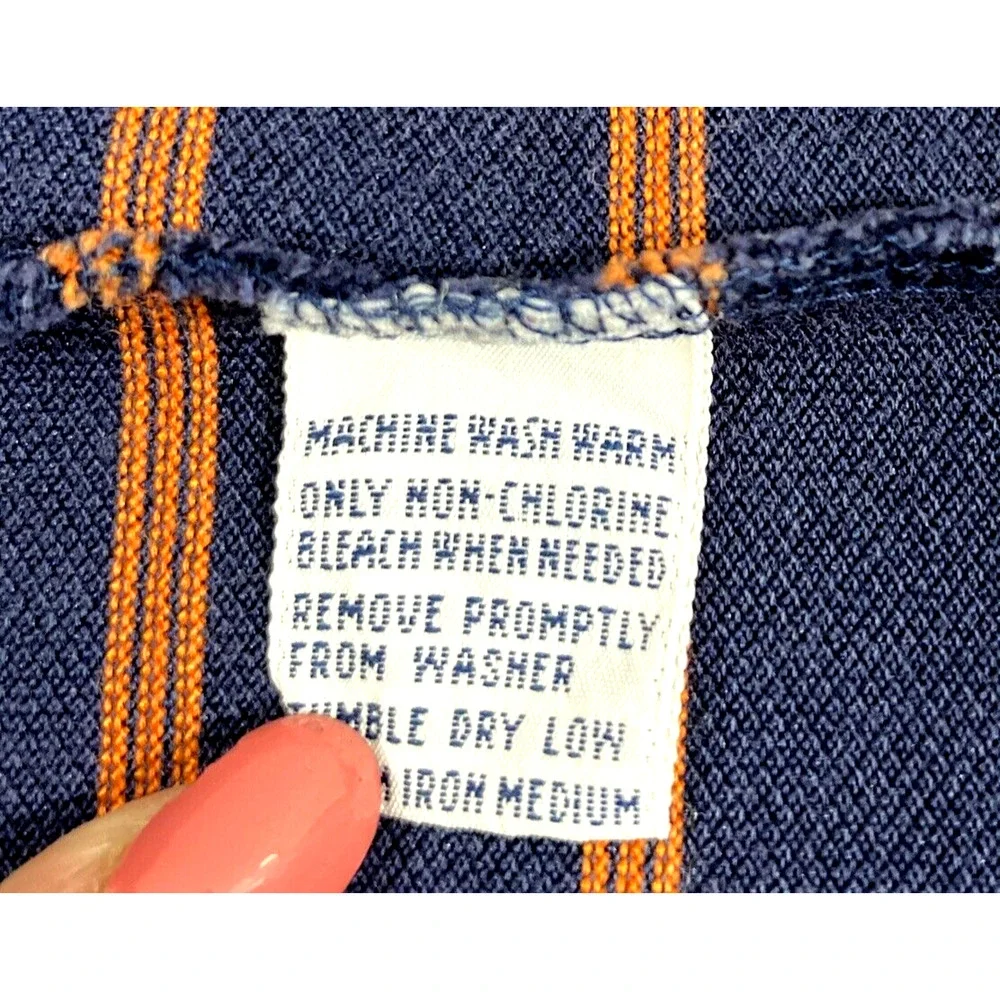 Ralph Lauren Polo Golf Shirt Mens Large Navy Blue Orange‎ Stripe Short Sleeve